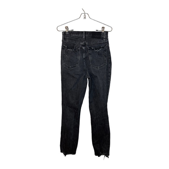 Abercrombie & FitchLong Ultra High Rise Straight Jeans Ripped Washed Black - Picture 7 of 9